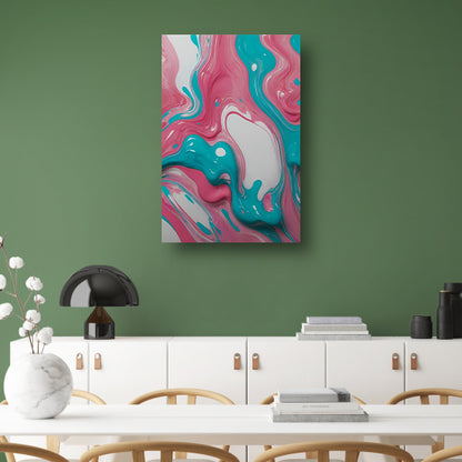 Vloeiende Abstractie in Roze en Turquoise canvas