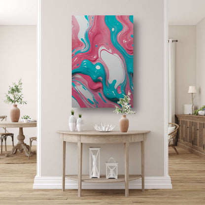 Vloeiende Abstractie in Roze en Turquoise canvas