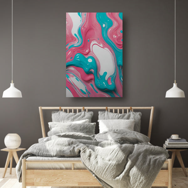 Vloeiende Abstractie in Roze en Turquoise canvas