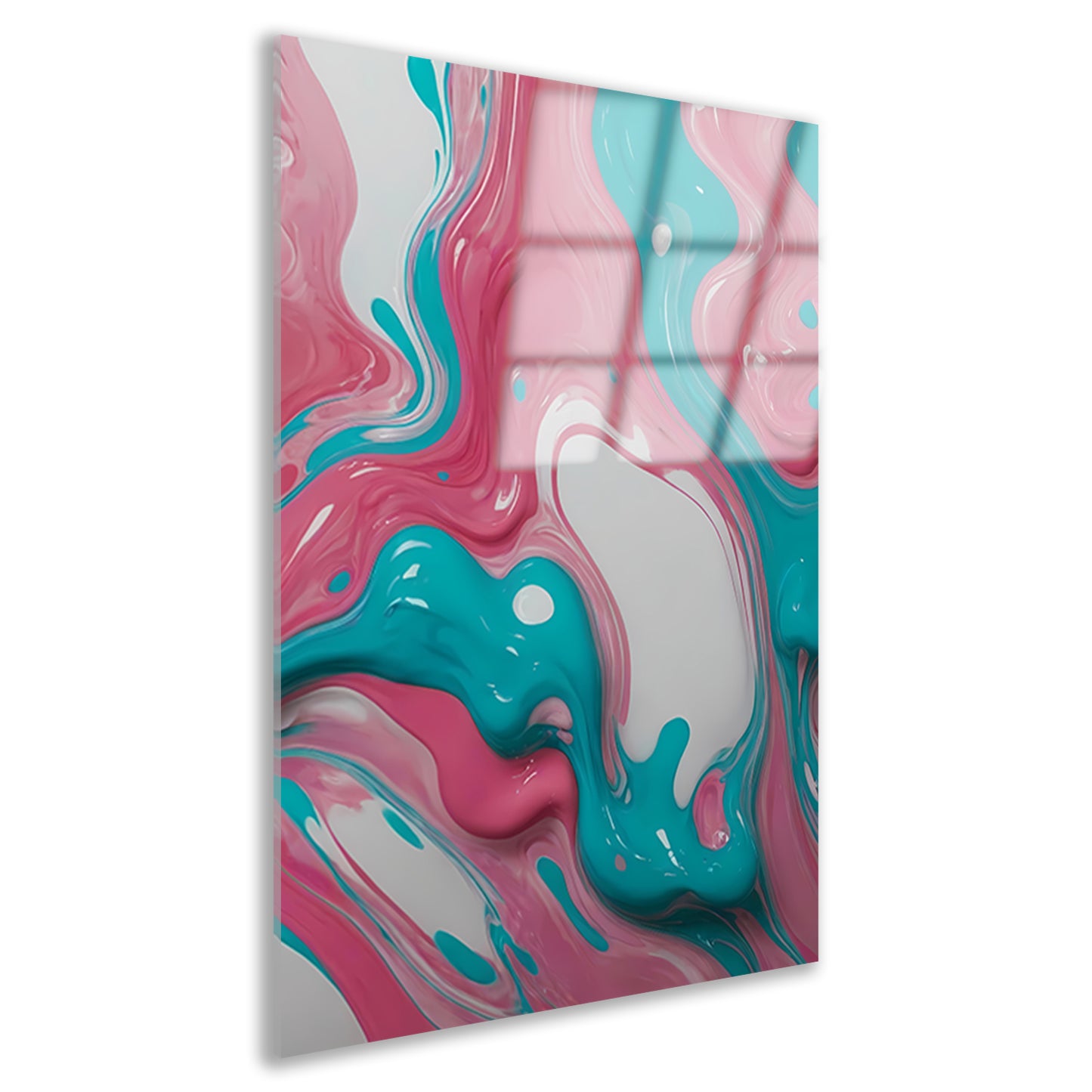 Vloeiende Abstractie in Roze en Turquoise acrylglas