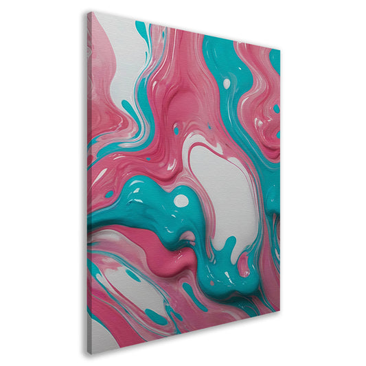 Vloeiende Abstractie in Roze en Turquoise canvas