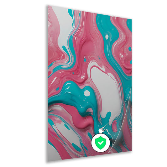 Vloeiende Abstractie in Roze en Turquoise poster