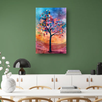 Abstracte boom in kleurrijk landschap acrylglas