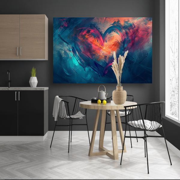 Rood Hart op Blauw canvas