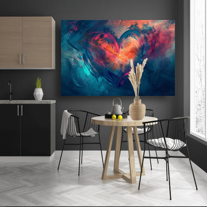 Rood Hart op Blauw canvas