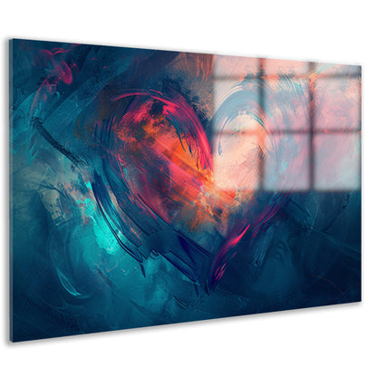 Rood Hart op Blauw acrylglas