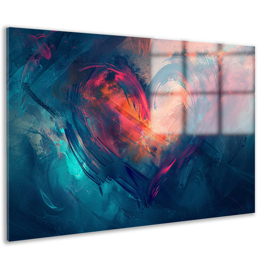 Rood Hart op Blauw acrylglas