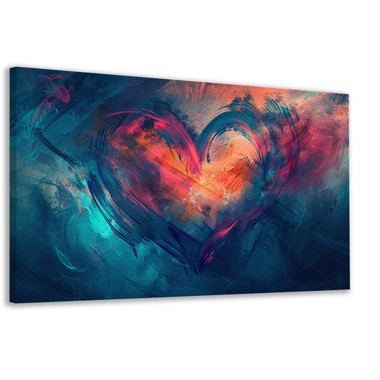Rood Hart op Blauw canvas