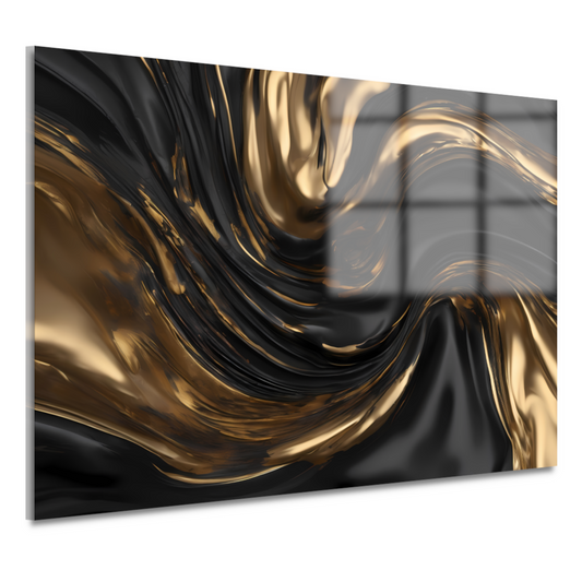 Dynamische Zwarte en Gouden Abstractie acrylglas