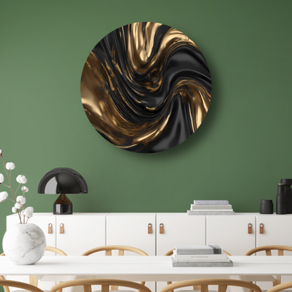 Dynamische Zwarte en Gouden Abstractie forex muurcirkel