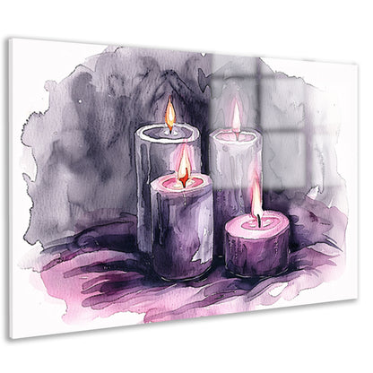 Abstracte aquarel schilderij van kaarsen acrylglas