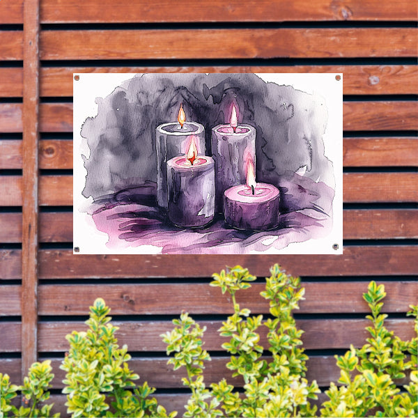 Abstracte aquarel schilderij van kaarsen tuinposter