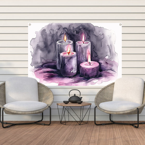 Abstracte aquarel schilderij van kaarsen tuinposter