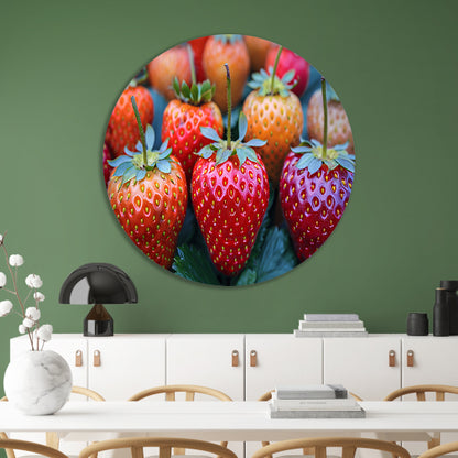 Rijpe Aardbeien op Houten Tafelblad forex muurcirkel