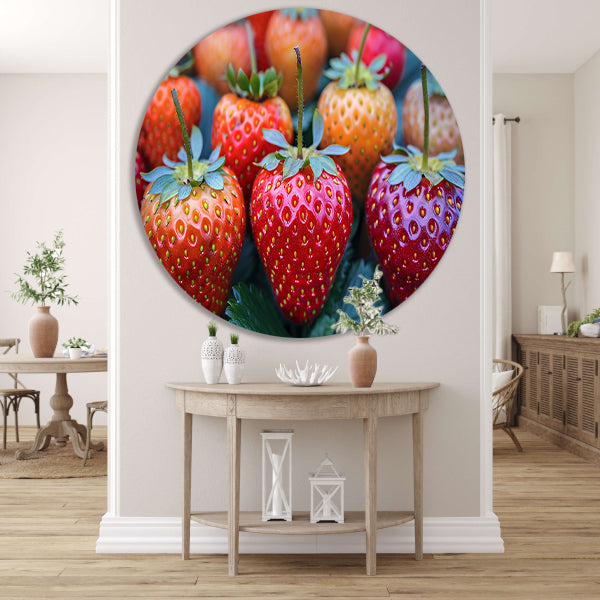 Rijpe Aardbeien op Houten Tafelblad forex muurcirkel