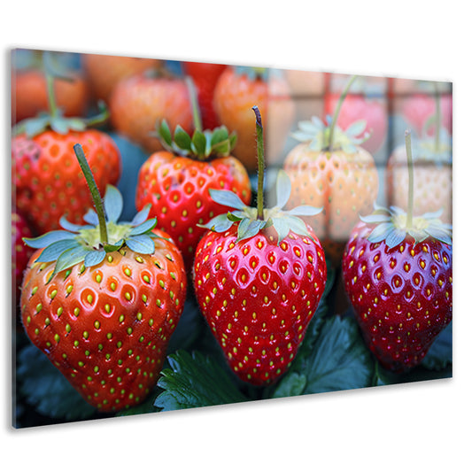 Rijpe Aardbeien op Houten Tafelblad acrylglas
