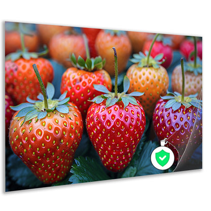 Rijpe Aardbeien op Houten Tafelblad poster