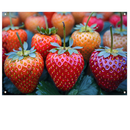 Rijpe Aardbeien op Houten Tafelblad tuinposter