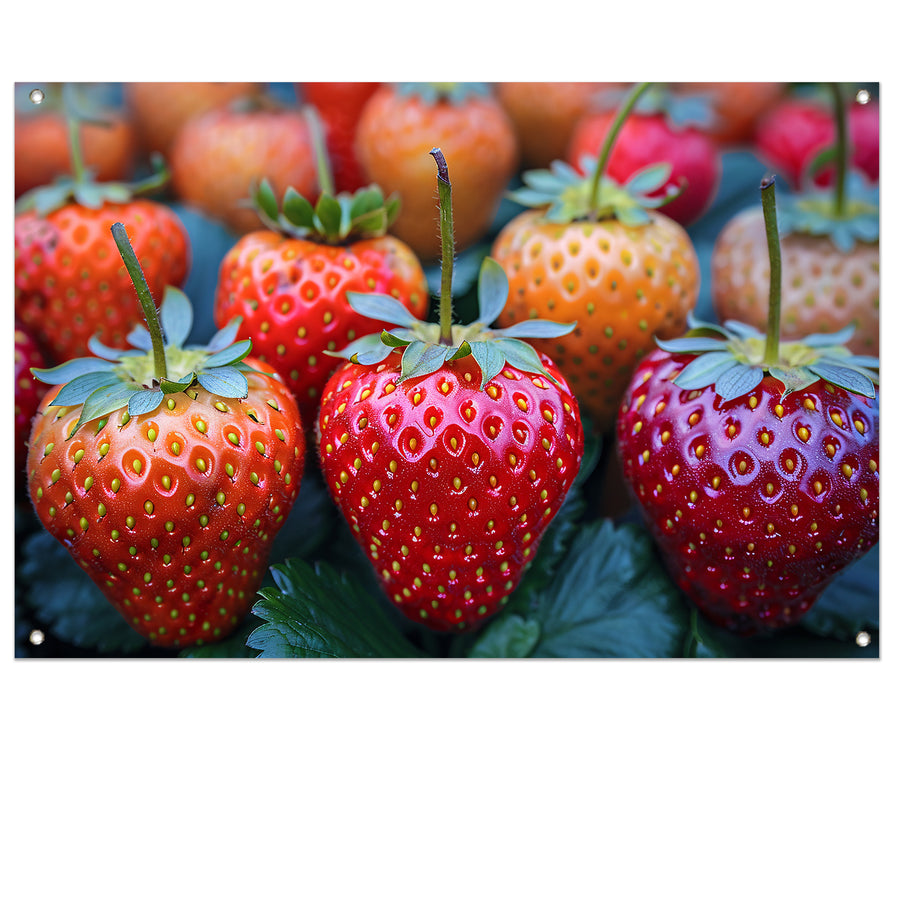 Rijpe Aardbeien op Houten Tafelblad tuinposter