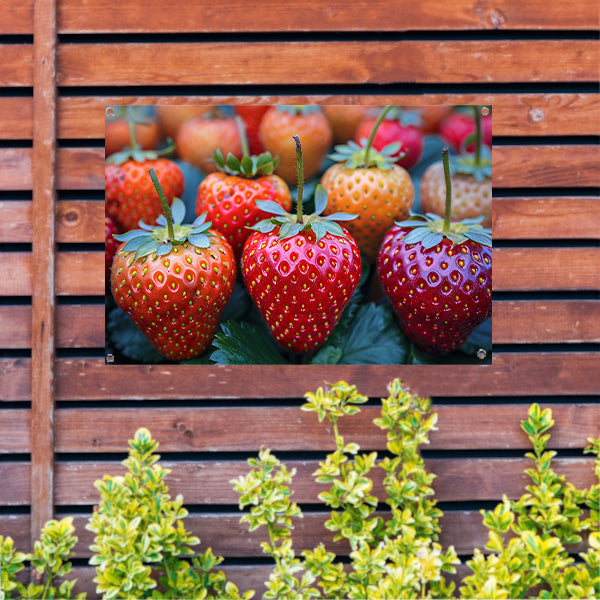 Rijpe Aardbeien op Houten Tafelblad tuinposter