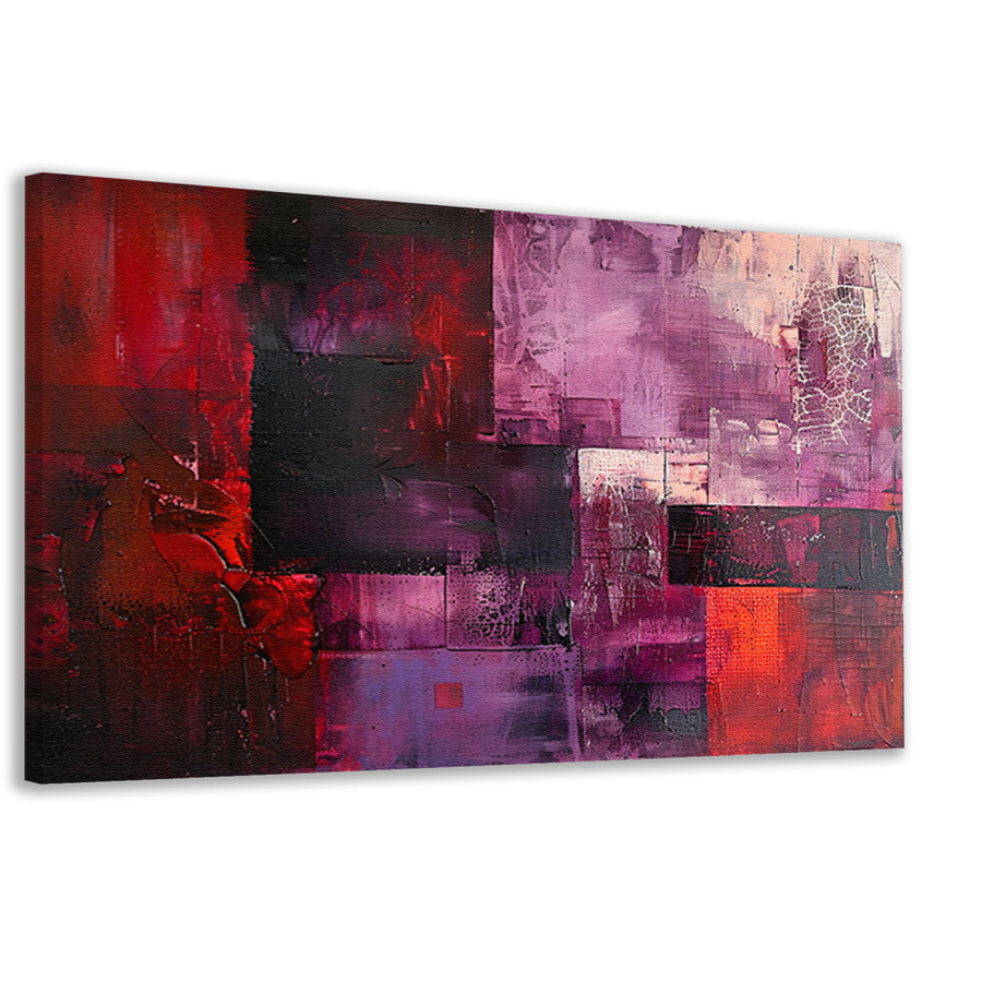 Abstracte diepte in rode en paarse tinten canvas