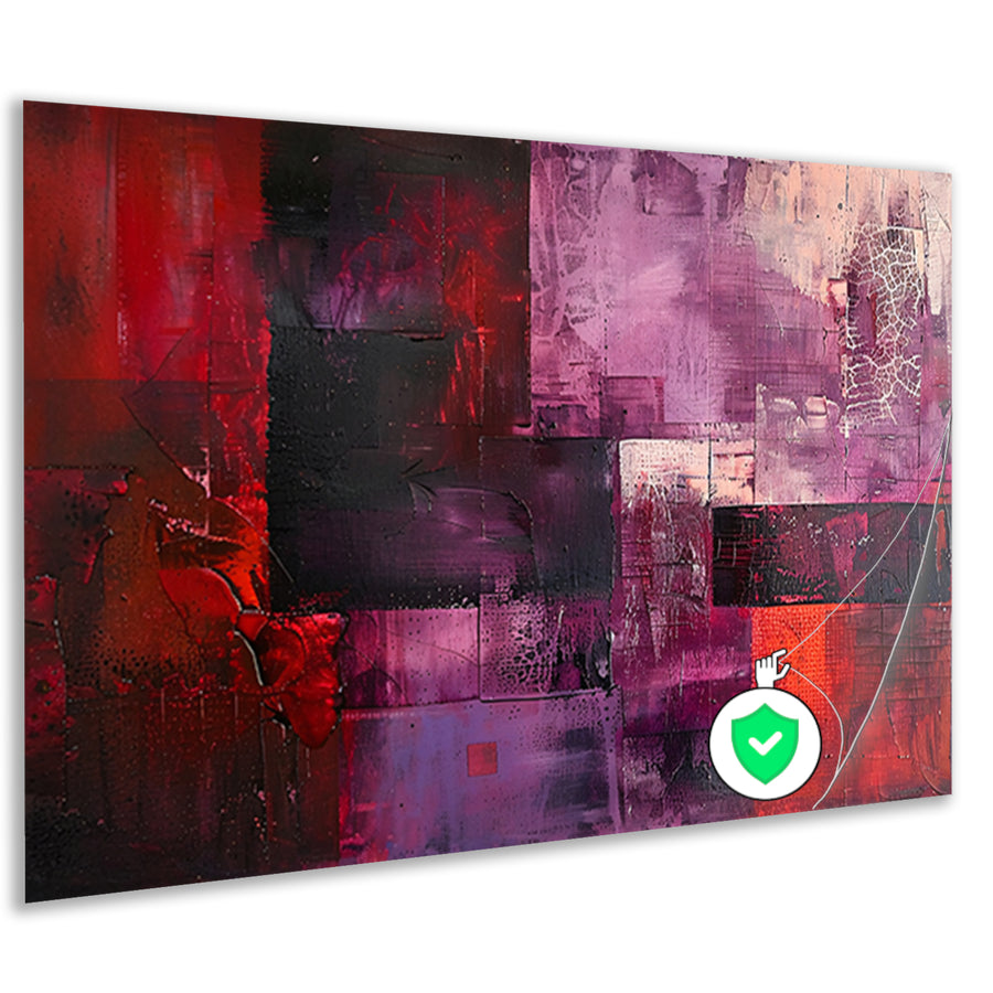 Abstracte diepte in rode en paarse tinten poster