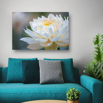 Elegante close-up van bloeiende witte lotus canvas