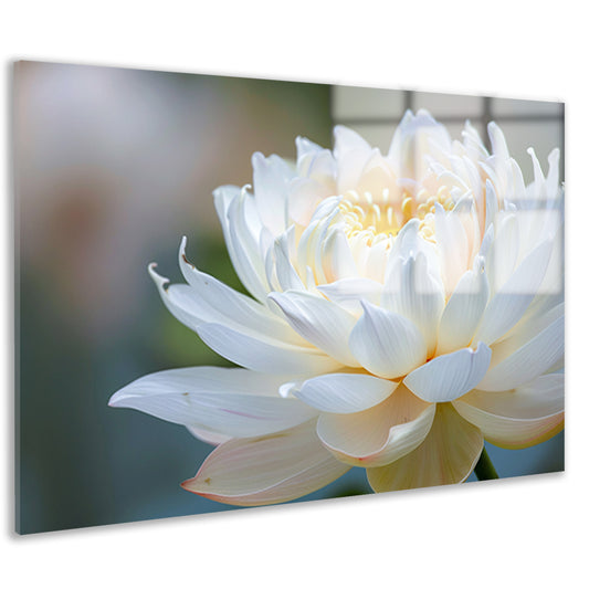 Elegante close-up van bloeiende witte lotus acrylglas