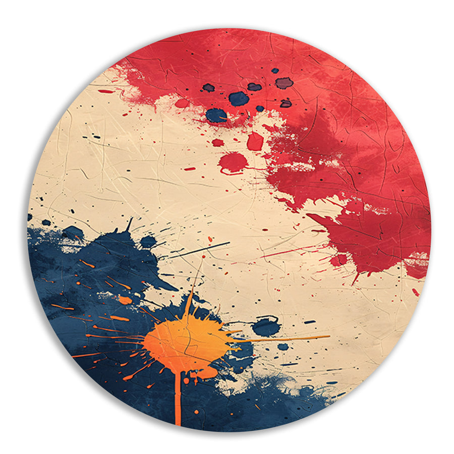 Abstract Expressie met Levendige Verfspatten aluminium muurcirkel
