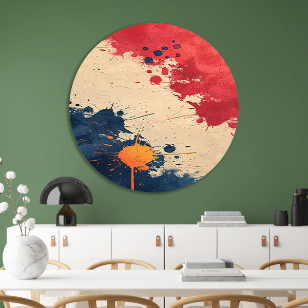 Abstract Expressie met Levendige Verfspatten forex muurcirkel