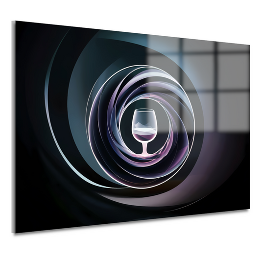 Abstracte spiralen rondom centraal glas acrylglas
