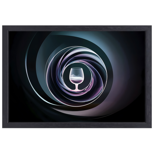 Abstracte spiralen rondom centraal glas canvas met baklijst