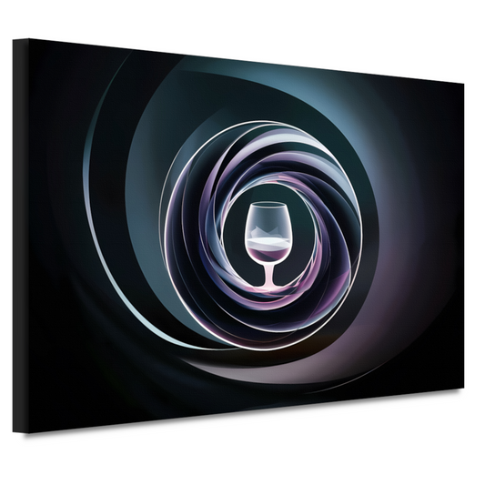 Abstracte spiralen rondom centraal glas canvas