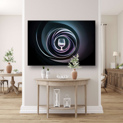 Abstracte spiralen rondom centraal glas acrylglas