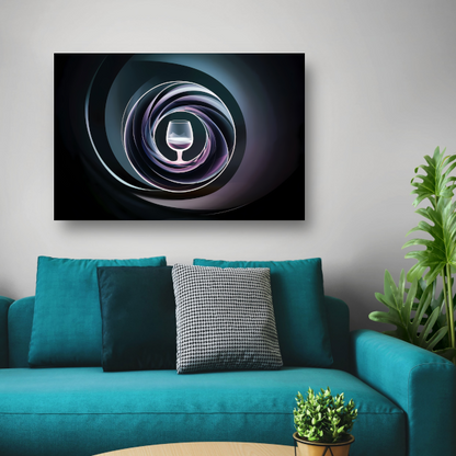 Abstracte spiralen rondom centraal glas canvas