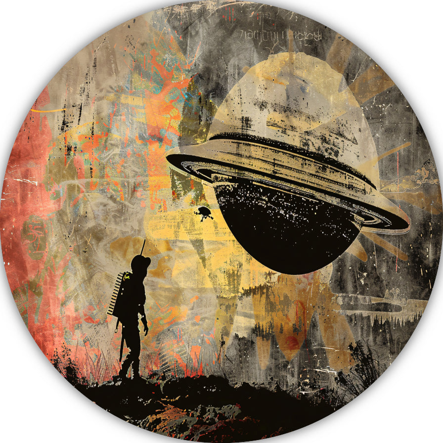 Banksy Astronaut Maan aluminium muurcirkel