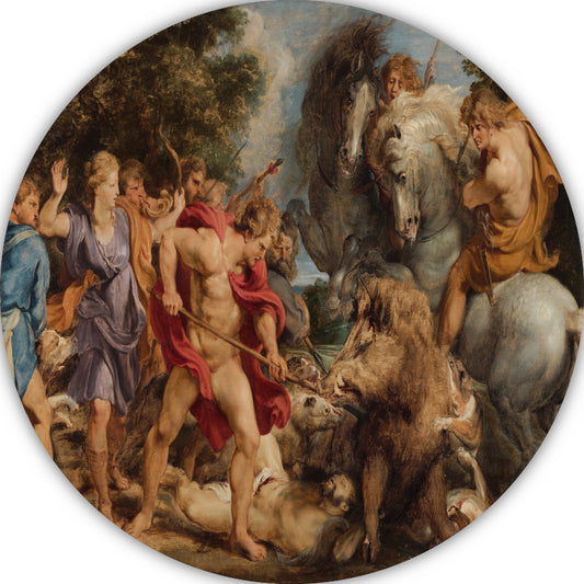De Calydonische jacht op zwijnen - Peter Paul Rubens aluminium muurcirkel