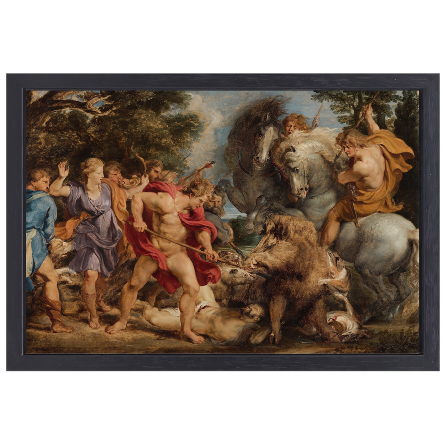 De Calydonische jacht op zwijnen - Peter Paul Rubens canvas met baklijst