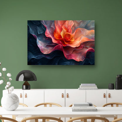 Dynamische abstracte bloem in levendige kleuren canvas met baklijst