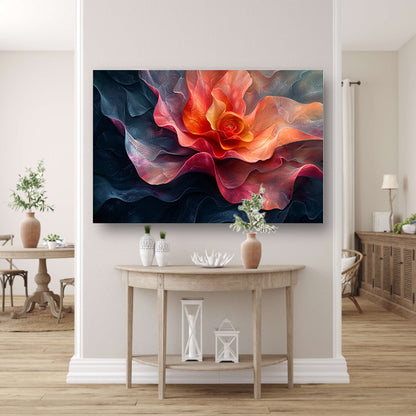 Dynamische abstracte bloem in levendige kleuren acrylglas