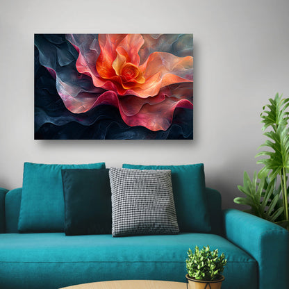 Dynamische abstracte bloem in levendige kleuren canvas met baklijst