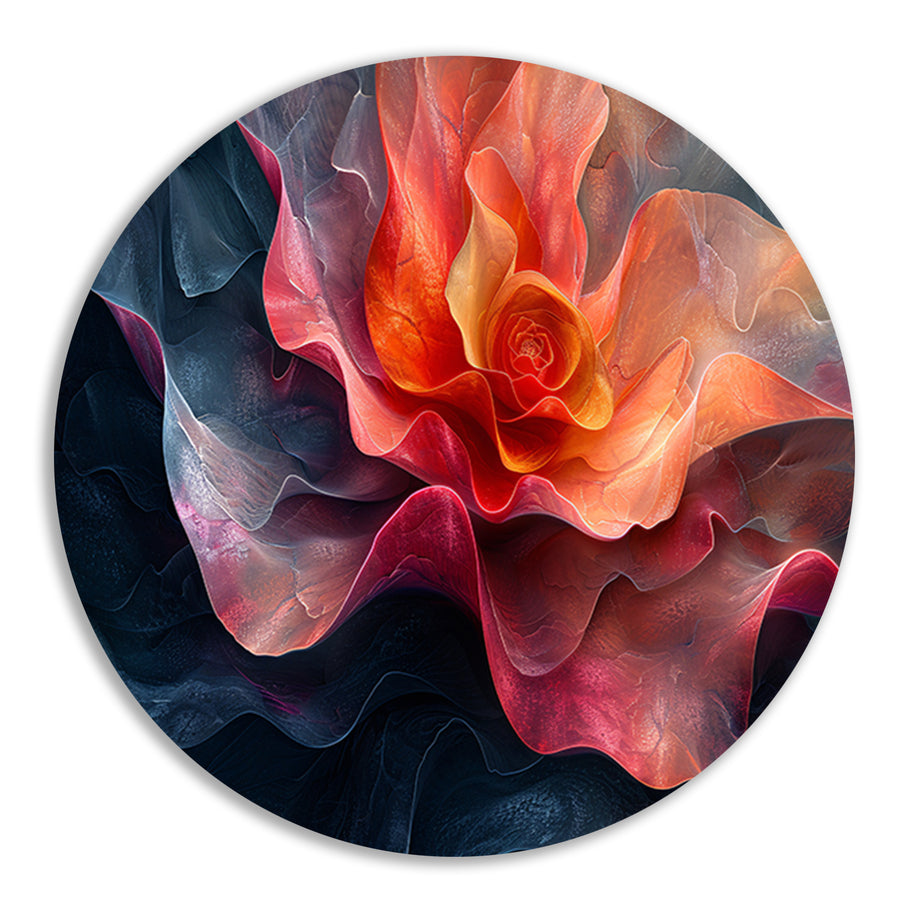 Dynamische abstracte bloem in levendige kleuren forex muurcirkel
