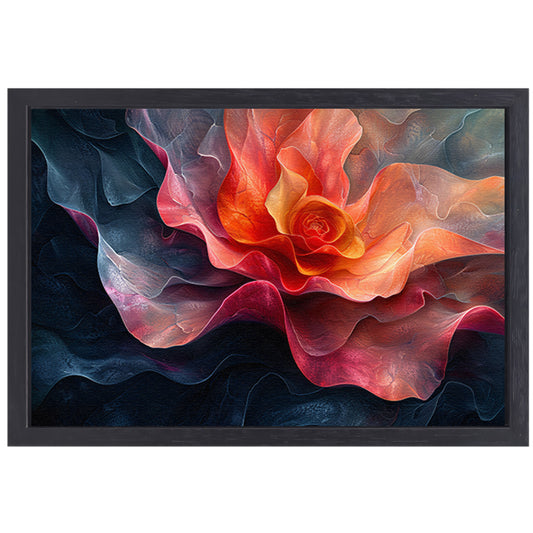 Dynamische abstracte bloem in levendige kleuren canvas met baklijst