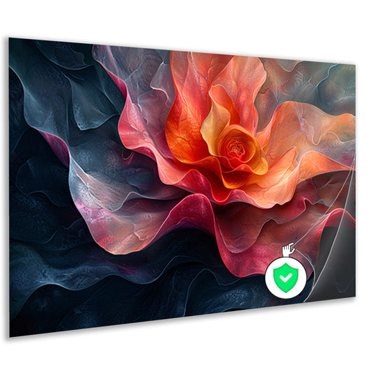 Dynamische abstracte bloem in levendige kleuren poster