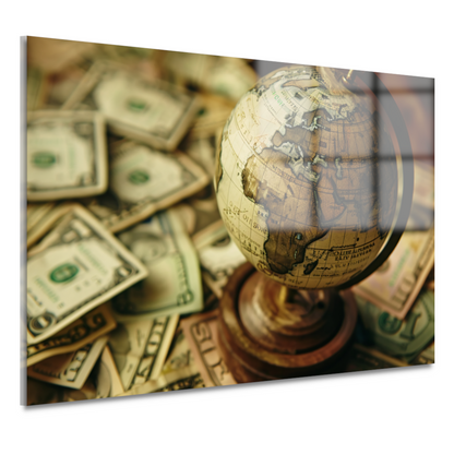 Globe op geld acrylglas