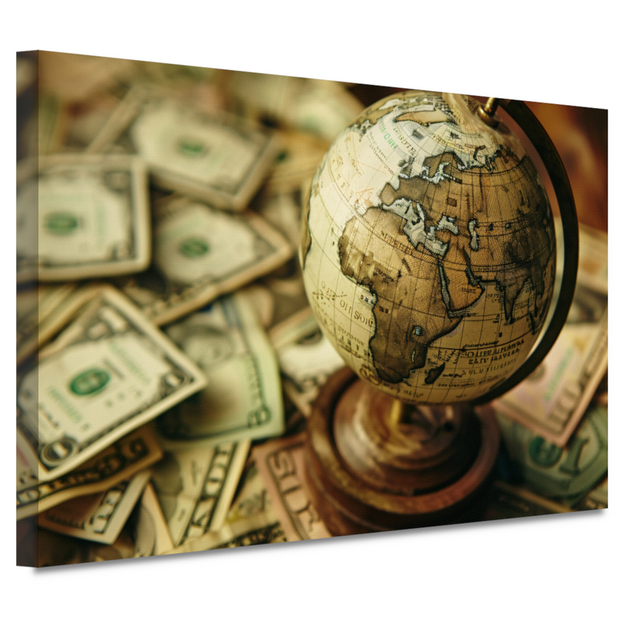 Globe op geld canvas
