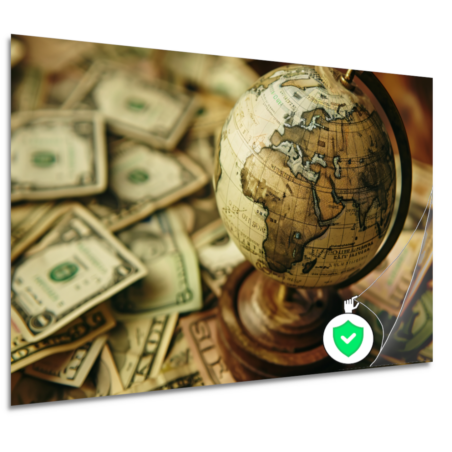 Globe op geld poster
