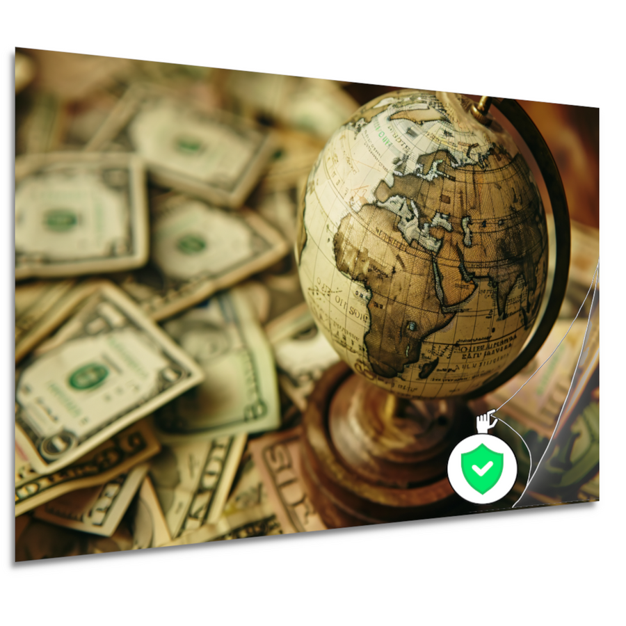 Globe op geld poster