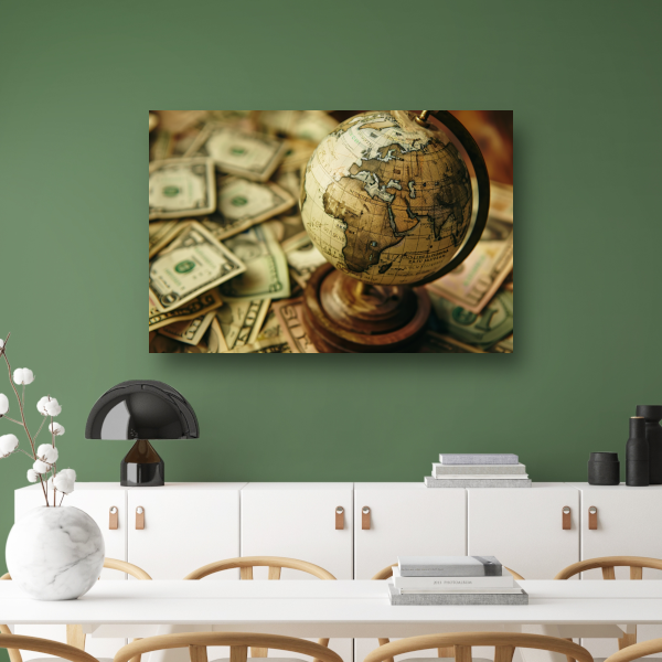Globe op geld acrylglas
