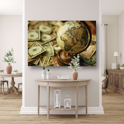 Globe op geld acrylglas